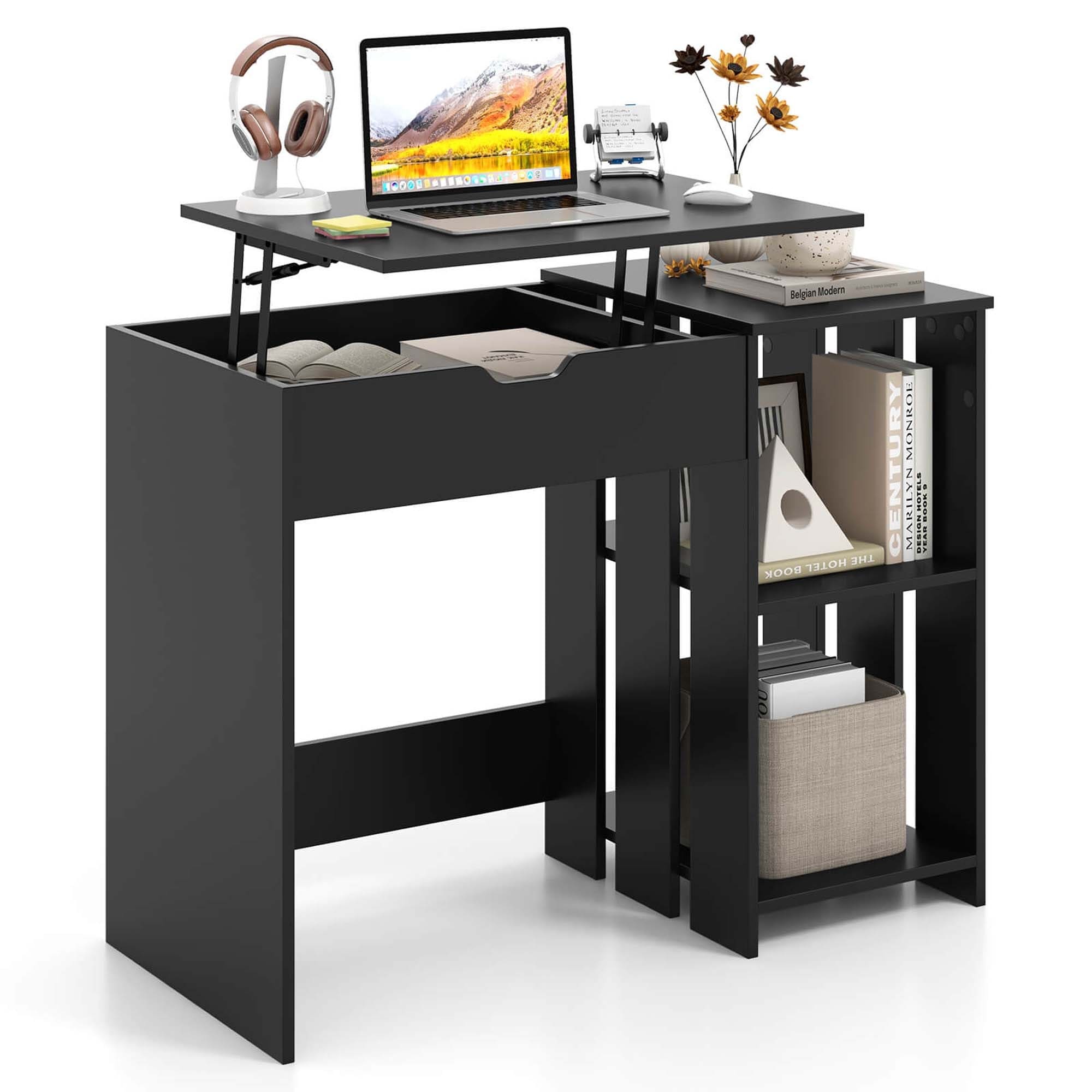 Costway Lift Top Computer Desk Standing Desk with Hidden Compartments