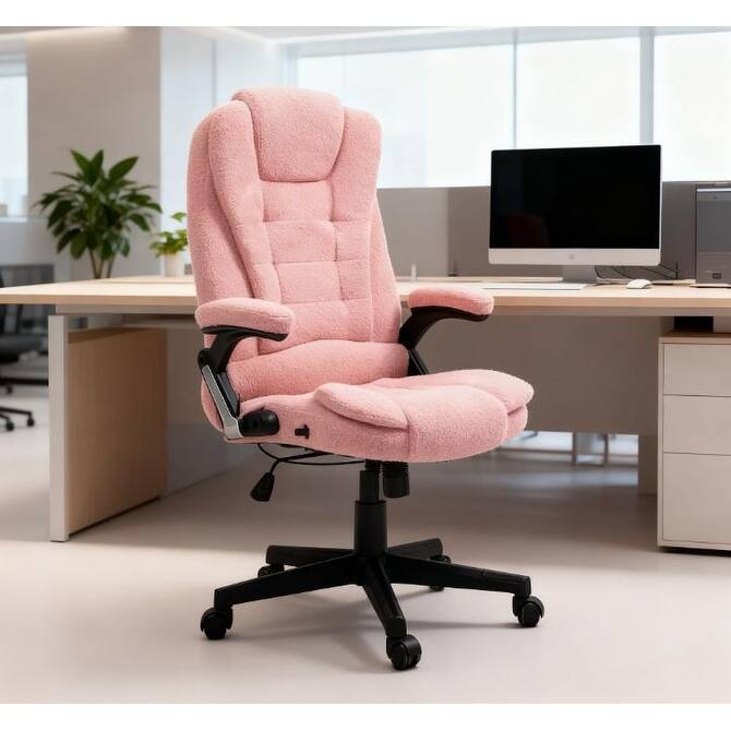 High Back Vibrating Massage Office Chair, Executive Office Chair with Heat, For Home and Office - Pink