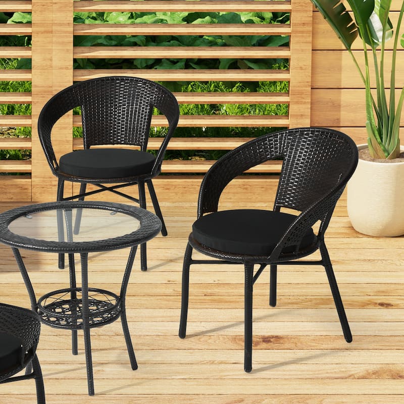 Fading Free All Weather Outdoor Patio Dining Chair Seat Cushions - (Set of 4) - 18" Round - Black