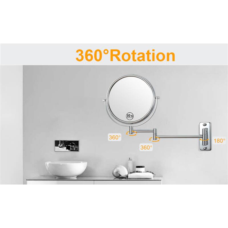 Makeup Mirror 10x Magnification Double-Sided Swivel Mirror Wall Mount