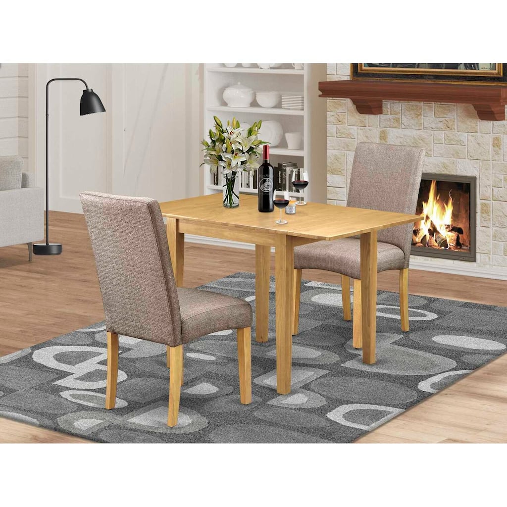 HomeStock 3-Piece Natural Brown Oak Finish Solid Wood Top Dining Table Set