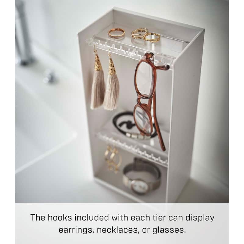 Yamazaki Home Jewelry Organizer, ABS Plastic, Holds 1.98 lbs, Adjustable - L 3 x W 4.7 x H 9.8 inches