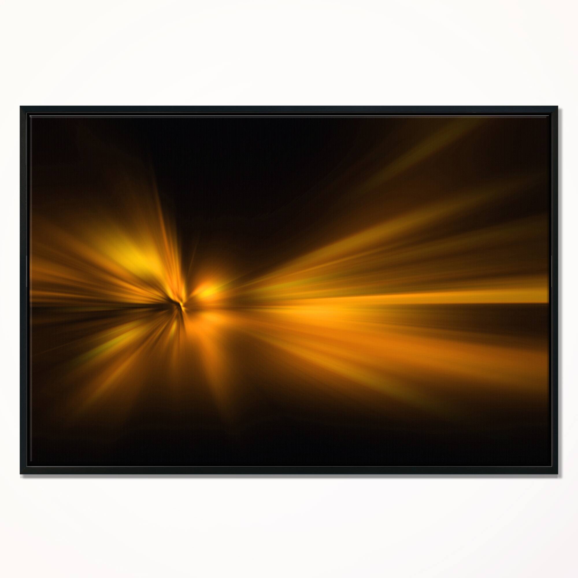 Designart "Gold Light Over Dark Pattern" Abstract Framed Canvas art