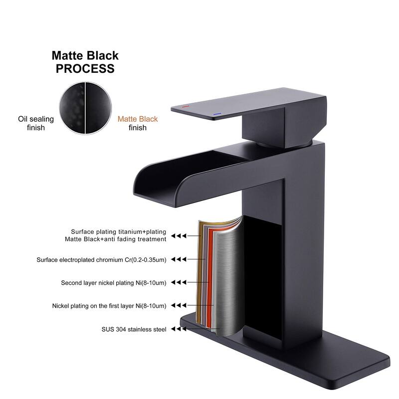 PROOX Bathroom Waterfall Faucet Single Handle with Drain Assembly