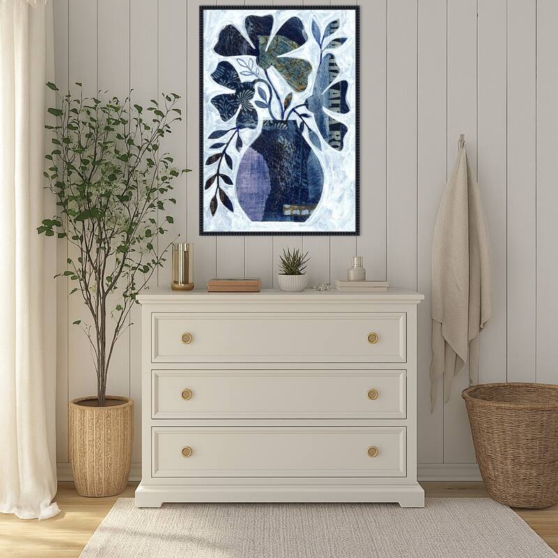 Indigo Blue Still Life No 2 by Susan Black Framed Canvas Wall Art Print