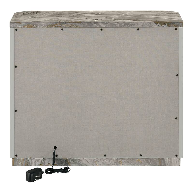 Furniture of America Sherri Modern 3-Piece Light Grey Solid Wood Kids Platform Bed and 2-Nightstand Bedroom Set with LED