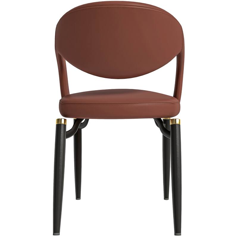 Entice Dining Chairs Upholstered Leather with Iron Legs Modern Accent Arm Chairs