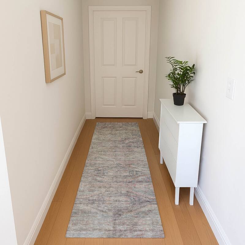 Premium Washable Super Soft Vintage Traditional Mayfield Rug - Pewter - 2'3" x 7'6"