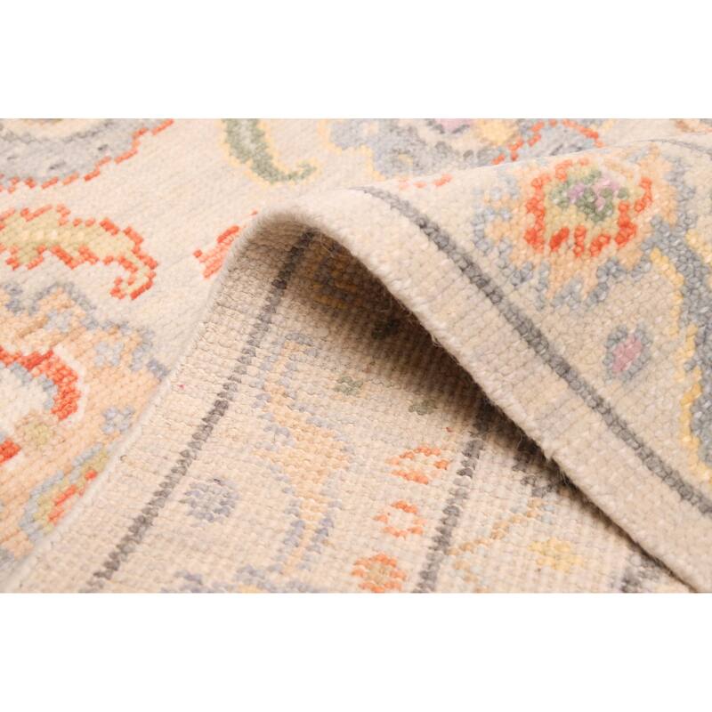 ECARPETGALLERY Hand-knotted Modern Oushak Light Grey Wool Rug - 2'7 x 8'0