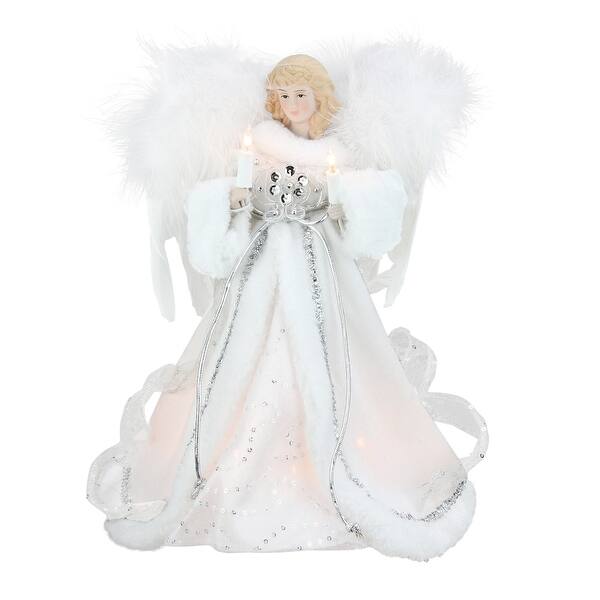 Shop 12 Lighted White And Silver Sequin Angel Christmas Tree Topper Clear Lights Overstock 28791236