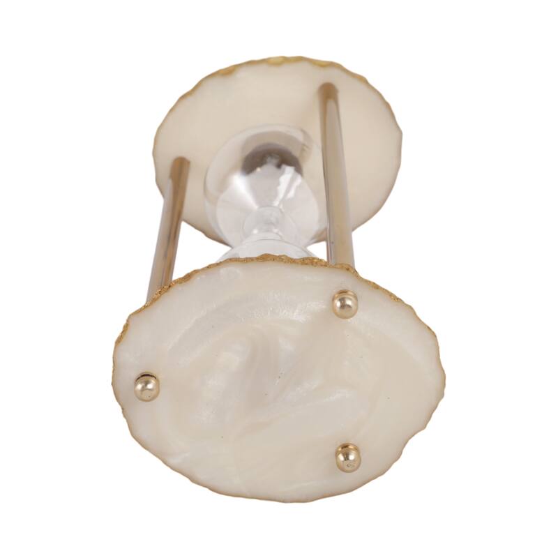 Resin Glass Hourglass Object Glam Modern Home Office - 10" Ivory - 4" x 3" x 10"