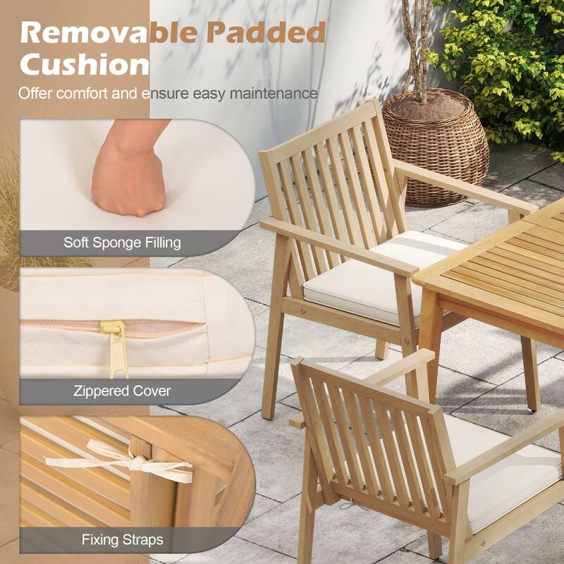 Gymax 2 PCS Patio Dining Chairs w/ Removable Padded Cushion Armrests &