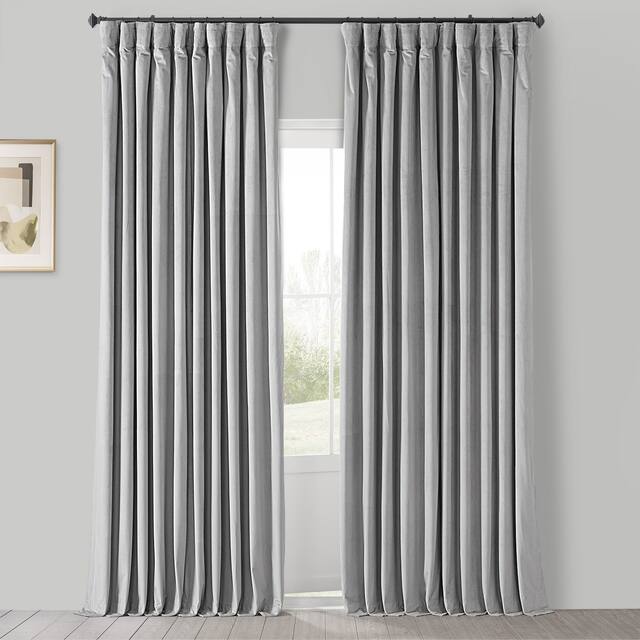 Exclusive Fabrics Signature Extrawide Blackout Velvet Curtain (1 Panel) - 100 x 84 - Reflection Grey