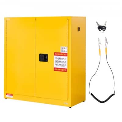 29 Gallon Heavy Duty Yellow Fireproof Cabinet for Flammable Liquids with Adjustable Shelves - 43” x 18.1” x 46.4”