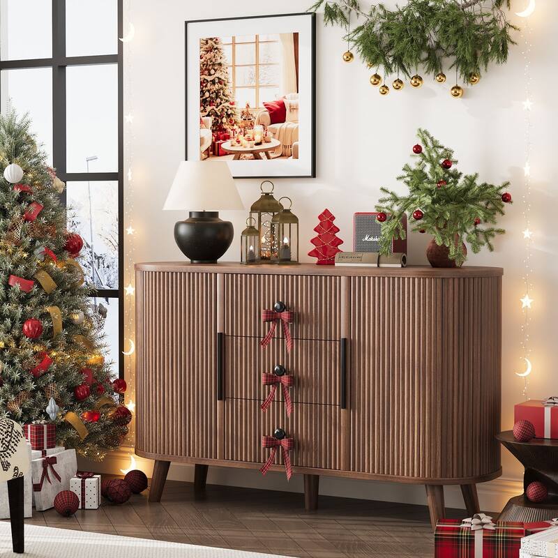 Meyreso Fluted Sideboard Buffet Cabinet with Storage