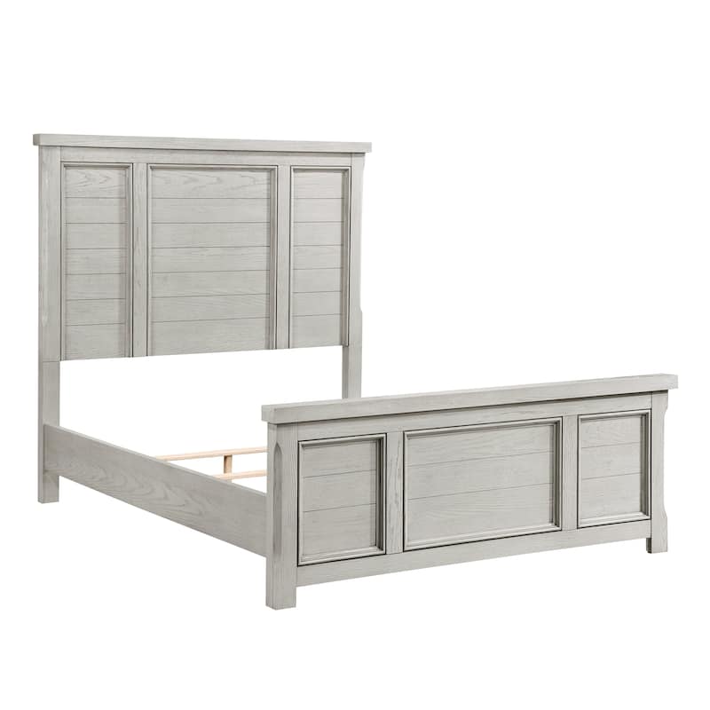 3pc Light Gray Finish Bedroom Set Panel Bed and Nightstands Set