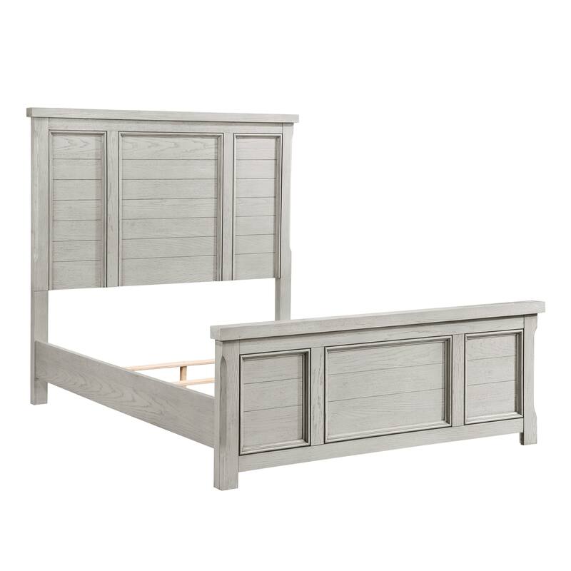 Classic Light Gray Finish 1pc Panel Bed Wooden Furniture