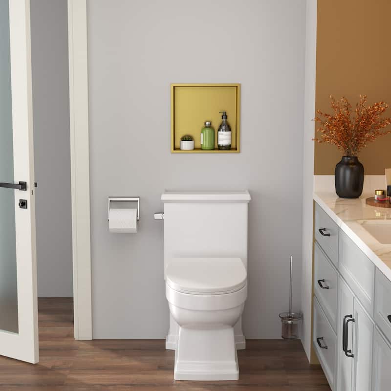 Lordear Brushed Stainless Steel 12'' x 12''Single Shelf Bath Shower Niche Bathroom Storage