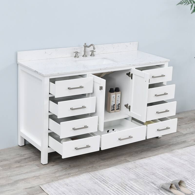 PROOX 60 in. W x 22in.D Freestanding Bath Vanity Engineered Top Single Rectangular Sink