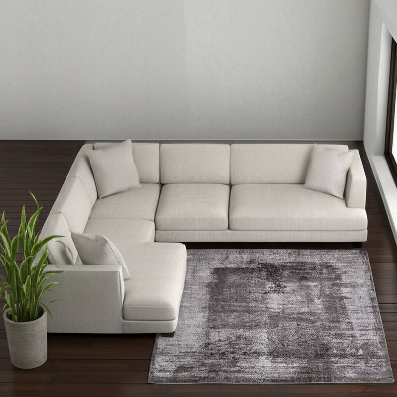 HomeRoots Abstract Industrial Rectangle Area Rug - 114.00 in. x 79.00 in.  x 1.00 in.