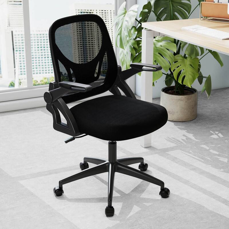 Costway Mesh Office Chair with Lumbar Support & Flip-up Arms Rolling - See Details
