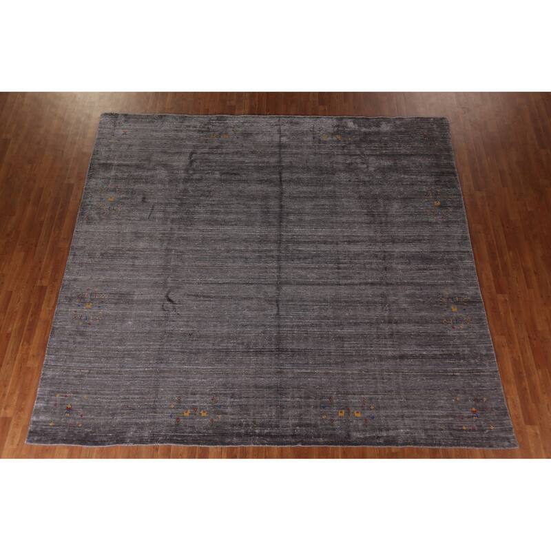 Gray Gabbeh Oriental Area Square Area Rug Handmade Silk Carpet - 9'11"x 10'7"