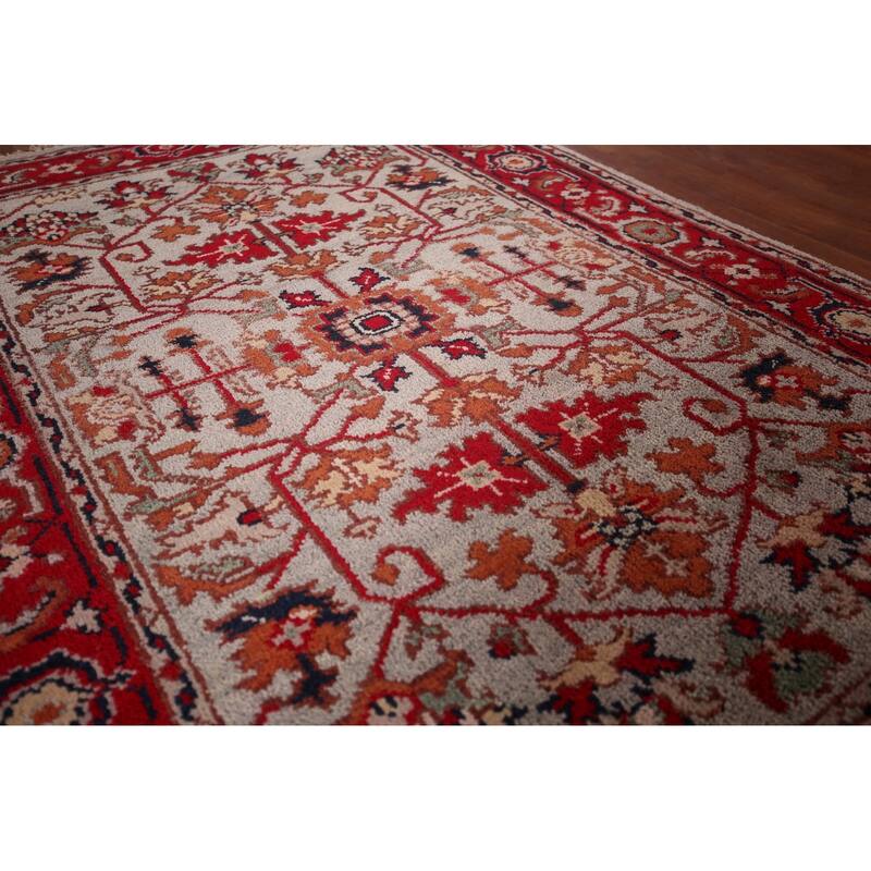 Heriz Serapi Oriental Accent Rug Handmade Wool Carpet - 4'0" X 5'11"