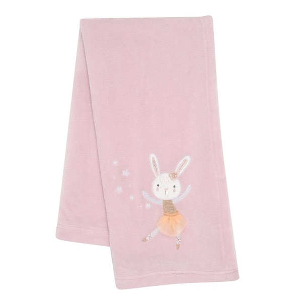 slide 2 of 9, Bedtime Originals Tiny Dancer Pink Ballet Soft Fleece Bunny Applique Baby Blanket