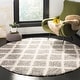 preview thumbnail 58 of 60, SAFAVIEH Dallas Shag Melahat Trellis 1.5-inch Thick Rug 6' Round - Grey/Ivory - Round