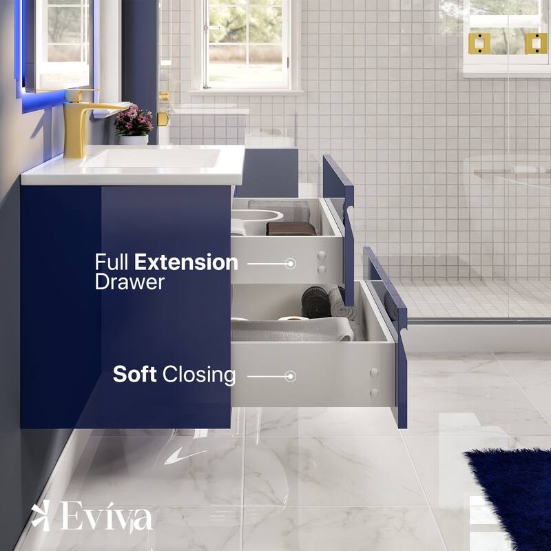 Eviva Joy 24" Wall Mount Bathroom Vanity with Porcelain Top