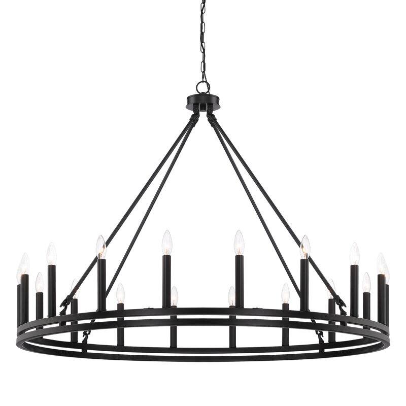 Acroma Beck 18-light Living Room Steel Classic Candle Style Wagon Wheel Chandelier