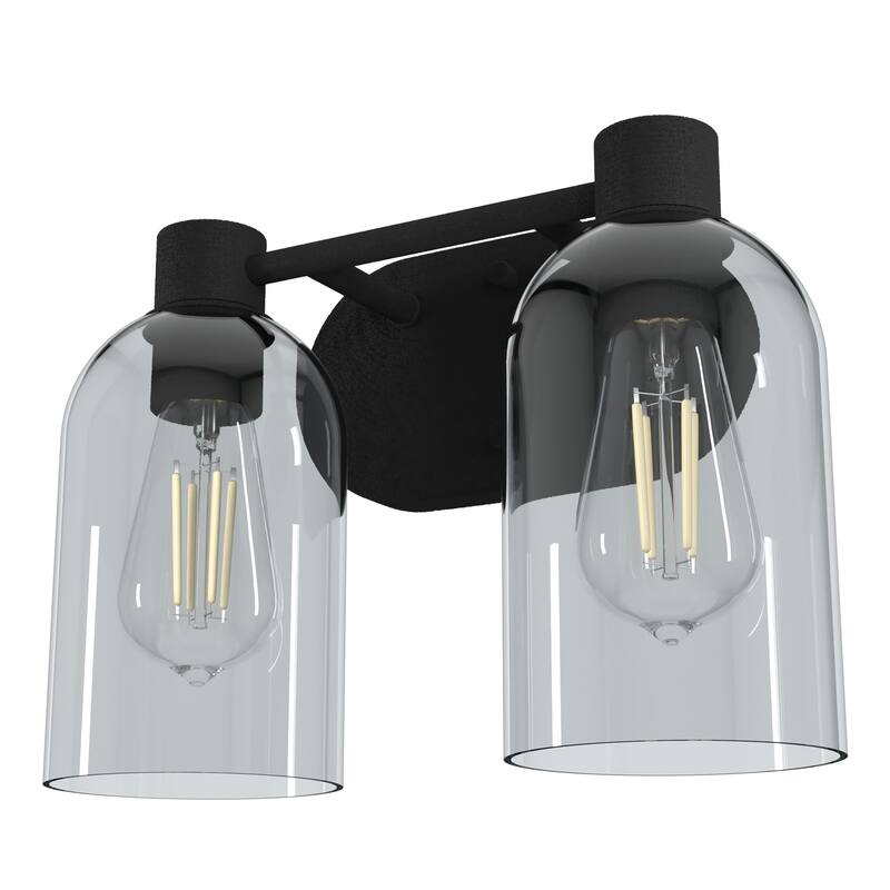 Hunter Lochemeade 2-Light Vanity Wall Light, Damp-Rated - Bathroom, Laundry - Modern Farmhouse, Contemporary, Industrial