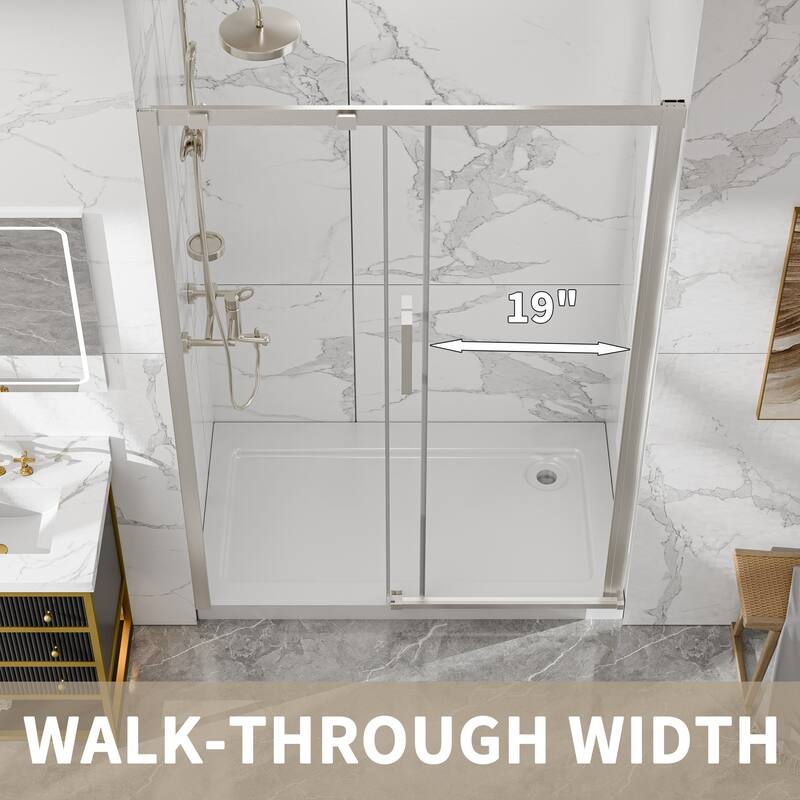 Modland 44-48" x 74'' Adjustable Sliding Shower Door, 5/16" SGCC Tempered Glass, Framed Enclosure with 304 Stainless Handle