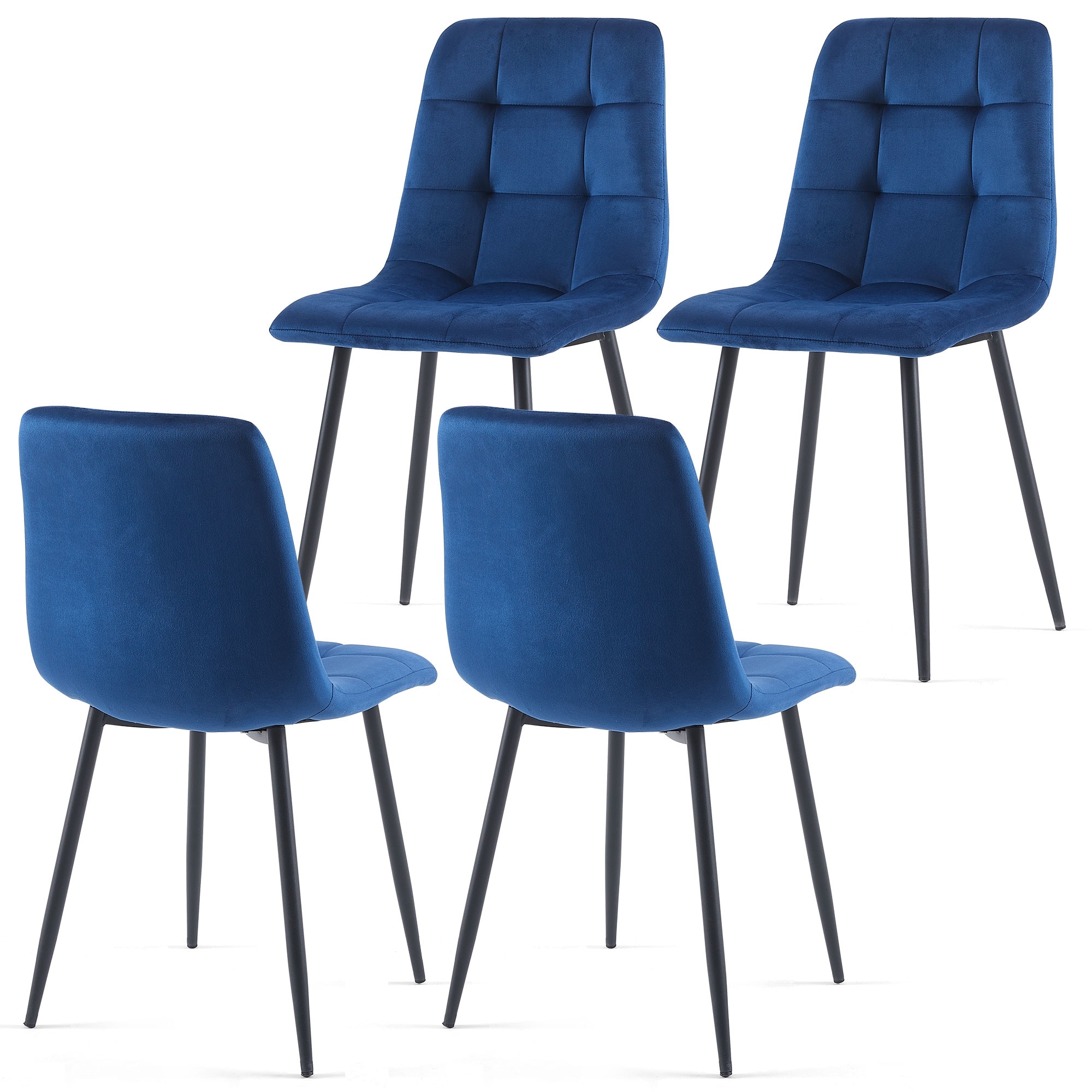 Mid Century Modern Blue Velvet Dining Chairs Set Of 2 For Kitchen, Living Room