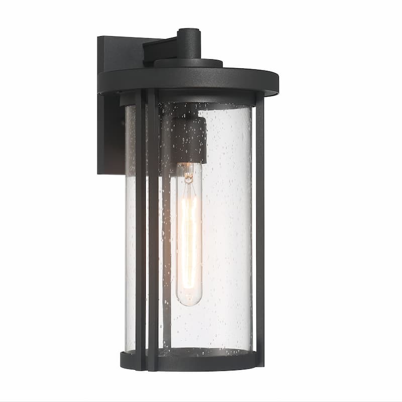 Maude Metal and Glass Wall Mounted Outdoor Wall Light - 8.8"L x 8.0"W x 14.8"H