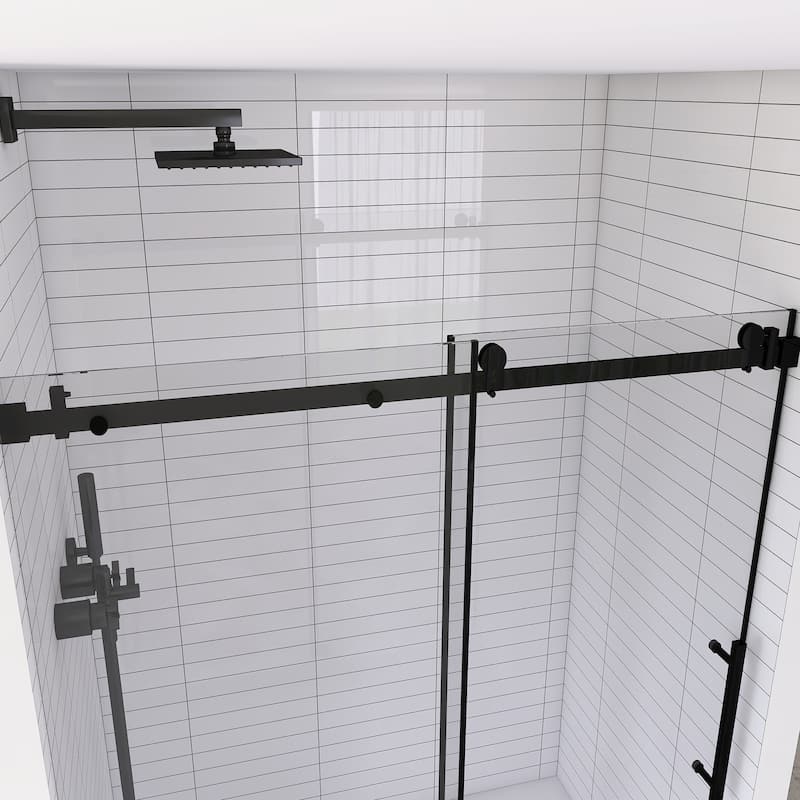 60 in. W x 76 in. H Frameless Single Sliding Shower Doors with Clear Tempered Glass - 60" x 76" in.