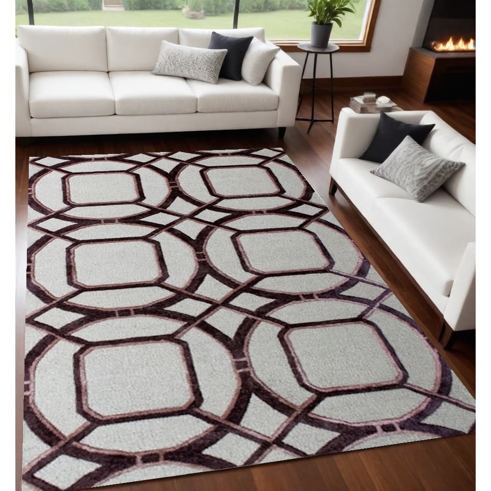 Bolav Hand Tufted Geometric Abstract Non Skid Stain Resistant Area Rug By HomeRoots - 96' X '60' X '0.5