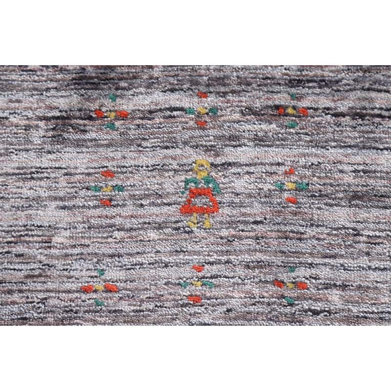 Striped Gabbeh Area Rug Handmade Tribal Wool Carpet - 7'9"x 9'9"