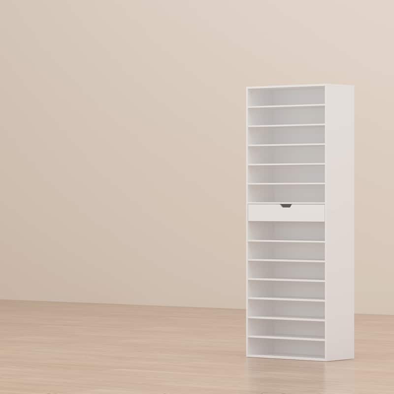 Versatile Storage Solution White Shoe Cabinet for Flats Boots 78.18"H