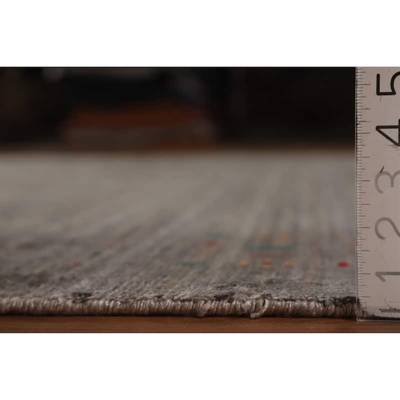 Hand Knotted Oriental 100% Wool Carpet Tribal Tribal Greys & Charcoal Gabbeh Area Rug - 11' 4'' X 8' 11''