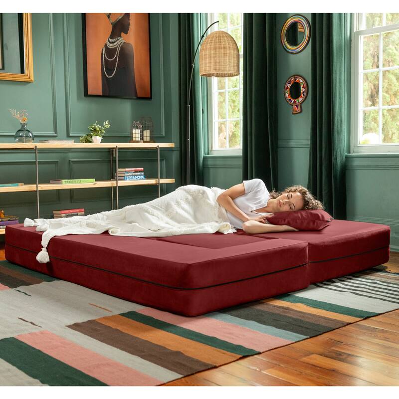 Porch & Den California King Convertible Sleeper Sofa and Ottomans