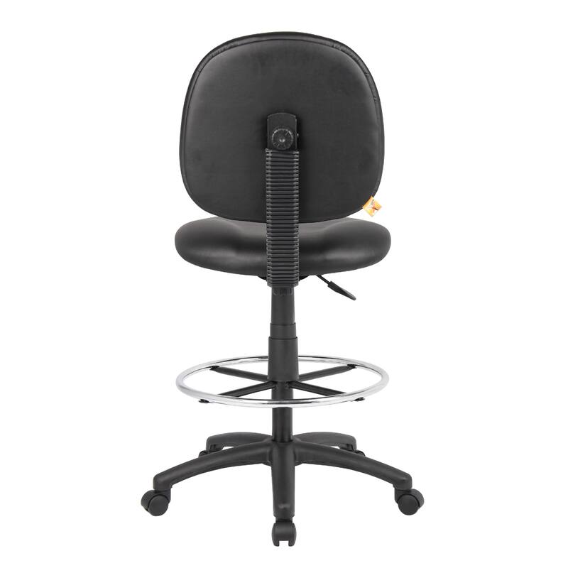 Zem Drafting Stool with Footring, Black Vinyl Contoured Back & Seat
