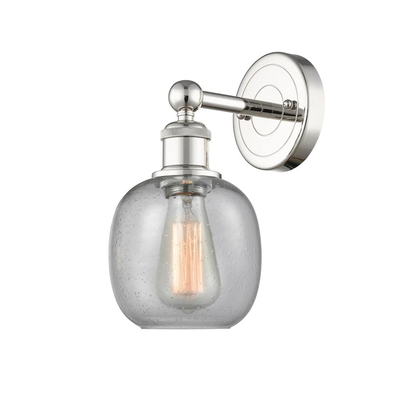 Innovations Lighting 616-1W-12-6 Belfast Sconce Belfast 12" Tall Wall - Polished Nickel / Seedy