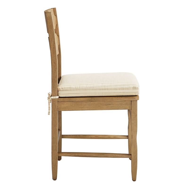 Jax Oak Wood Dining Chair With Wavy Razor Back and Cushion