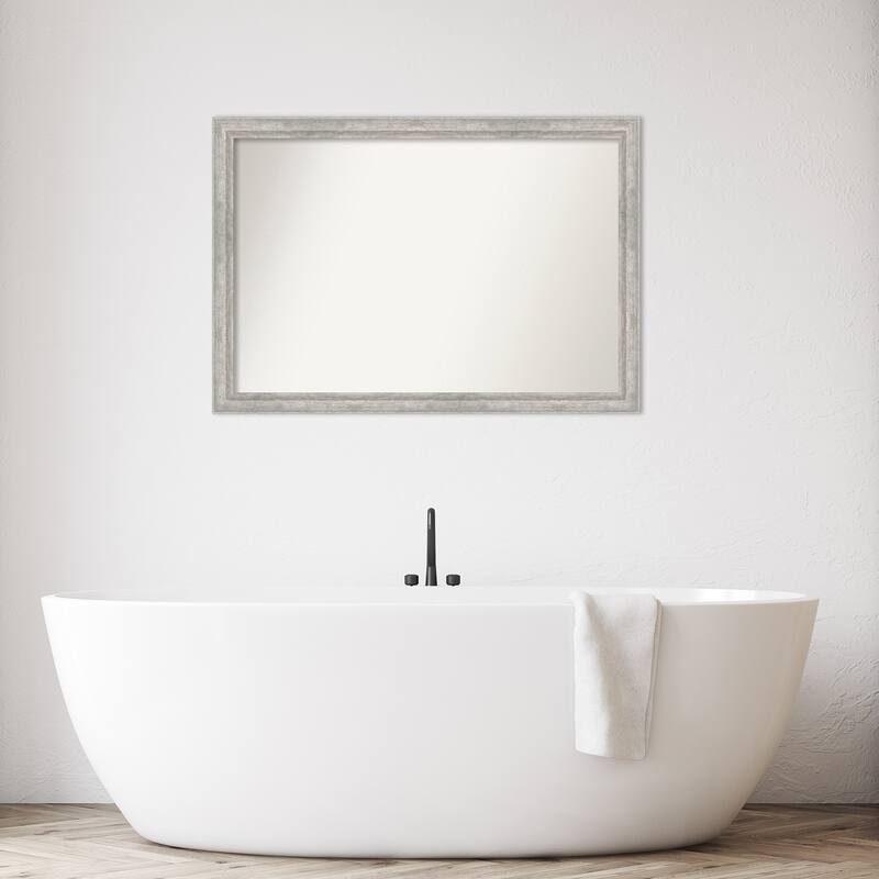 Angled Non-Beveled Wood Framed Bathroom Vanity Wall Mirror
