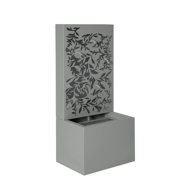 Christopher Knight Home - Modern 30.71"H Metal Water Wall Fountain with LED Lights & Leaf Cutout Design