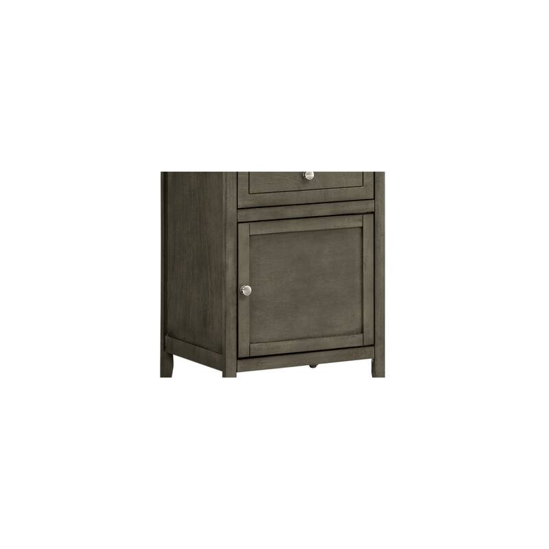 Grey Nightstand 25x19x15 Transitional Bedside Table with Three Drawers, Compact Size and Practical Bedroom Organization