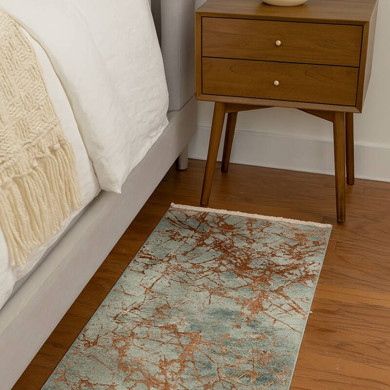 HERAT ORIENTAL Turkish Modern Erased Design Wool & Silk Rug - 2'7" x 4'11"