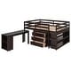 preview thumbnail 3 of 13, Minimalist Design Full Size Wood Loft Bed,Low Study Bed with Rolling Portable Desk,Ample Storage Space
