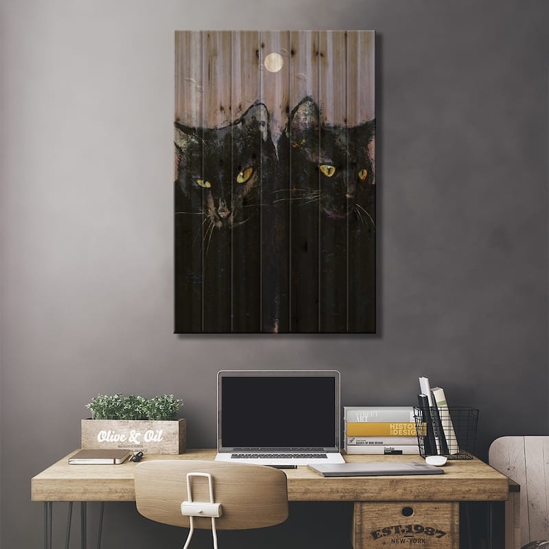 Gothic Cats Print On Wood by Michael Creese - Multi-Color
